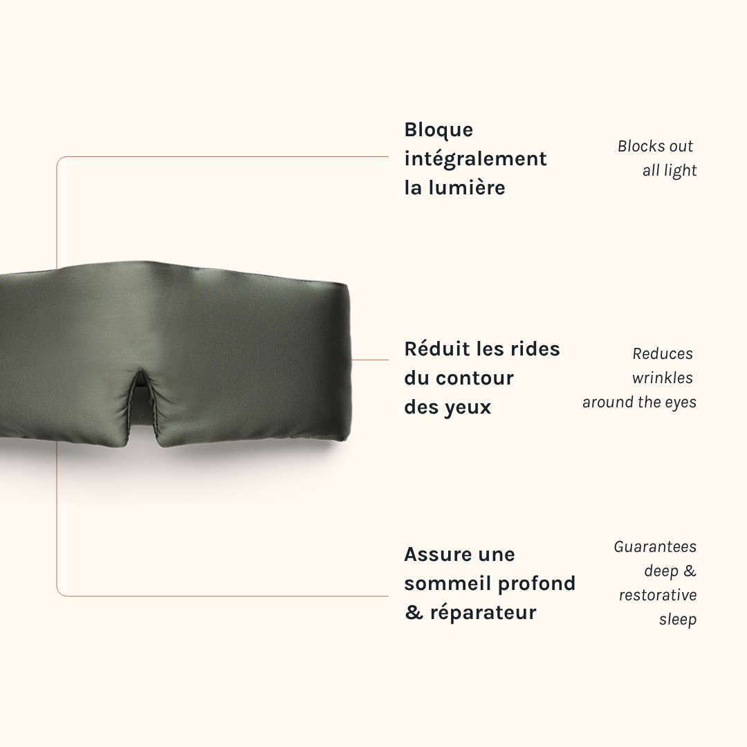 SERENA – Masque de nuit bandeau en soie de mûrier 100% pure – Sommeil profond & confort luxe
