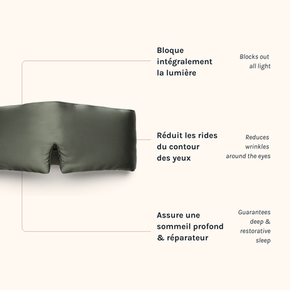 SERENA – Masque de nuit bandeau en soie de mûrier 100% pure – Sommeil profond & confort luxe
